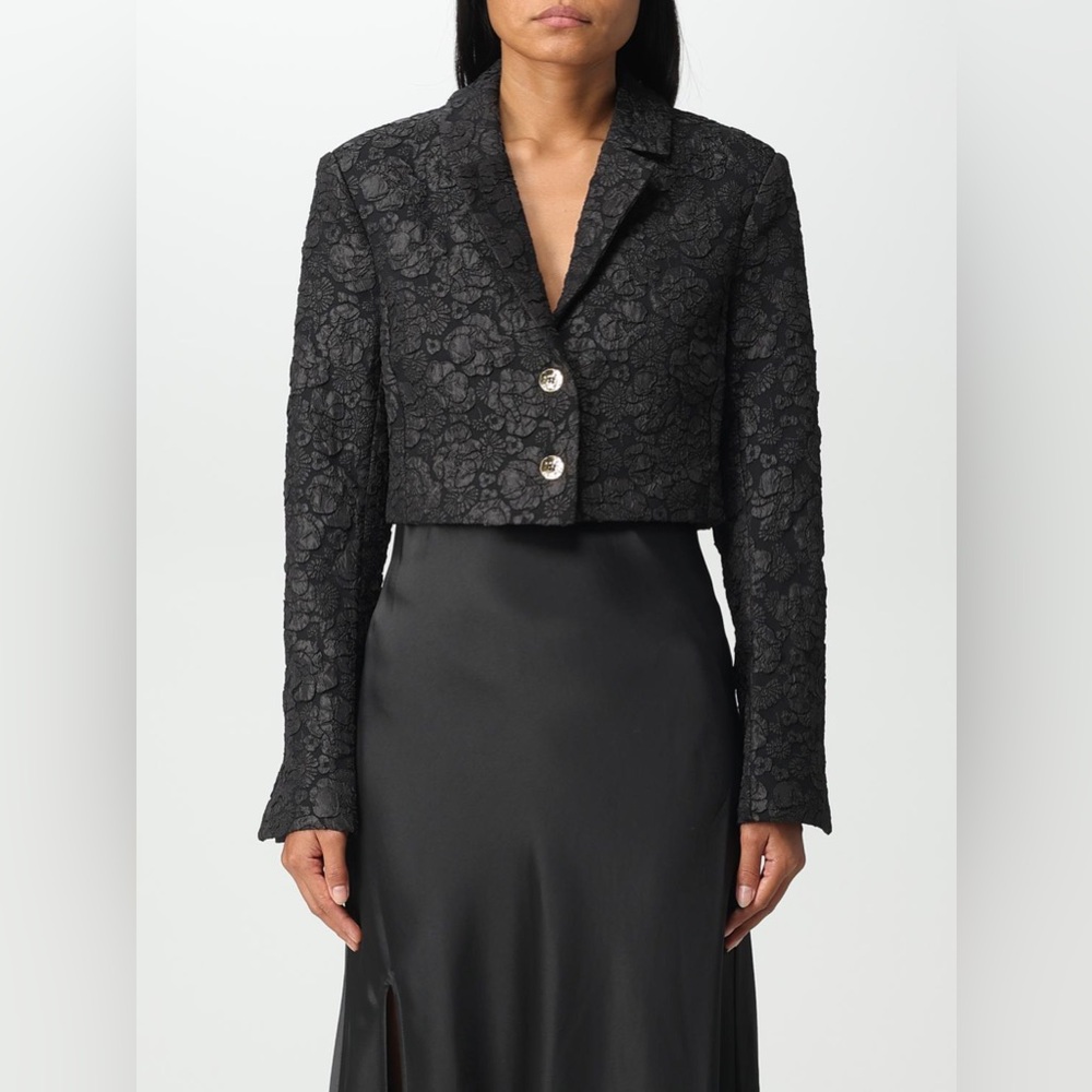 New GANNI jacquard cropped black jacket us 4